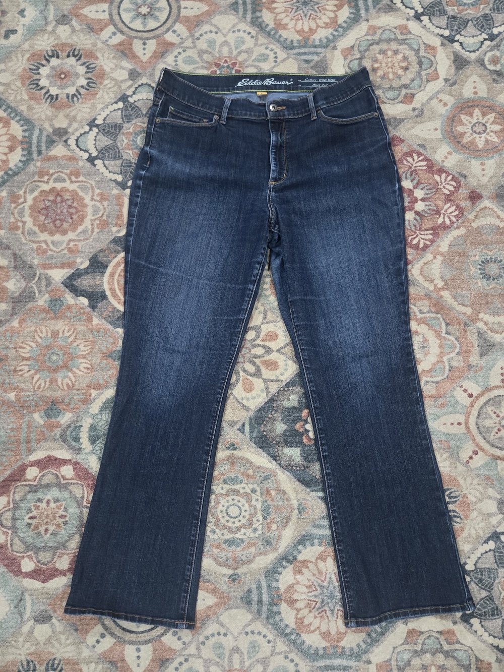 Eddie Bauer Curvy High Rise Women's 14 Dark Indigo Bootcut Classic Jeans